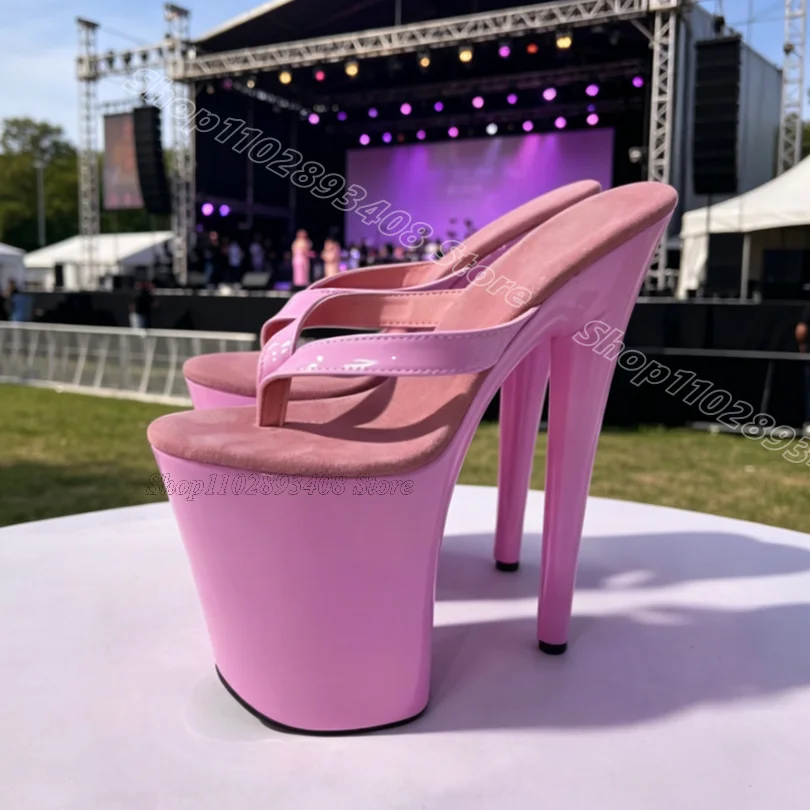 Black Split Toe Sexy Flip Flops Open Toe Slip on Platform Stylish Spring for Women Dress Dancing Slippers Zapatos Para Mujere