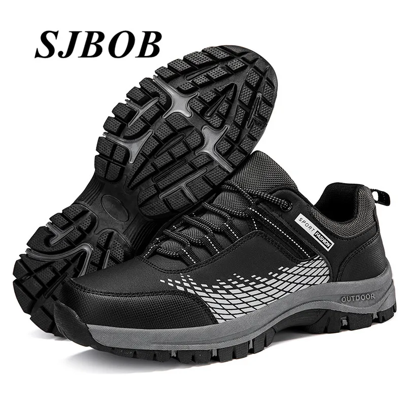 

Classic Black Men's Hiking Shoes Comfort Leather Men Trekking Shoes Outdoor Anti-Slip Male Sports Sneakers Zapatillas De Hombre