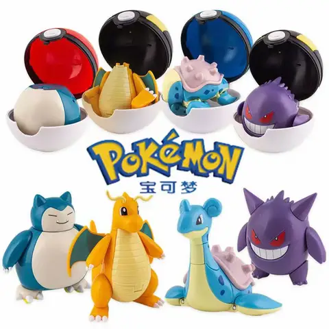 Pokémonfigurer Pikachu Pocket Monster Charizard Poke Ball Gengar Dragonite Snorlax Actionfigur Barnleksak Presenter 10 best sales Pokémon Snorlax - №2