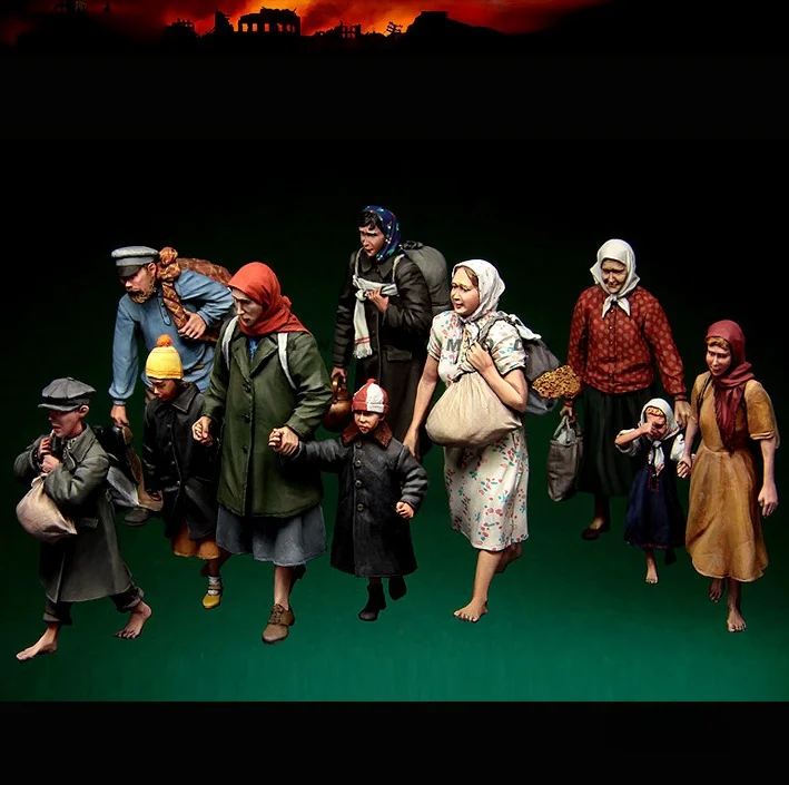 

1/35 искусственная фигурка из смолы, строительный комплект, российский беженец (10 человек), несобранный и Неокрашенный GK,