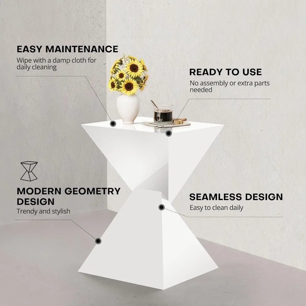 مجموعة طاولة جانبية من الأكريليك الأبيض مكونة من 2، طاولات نهاية صغيرة للمساحات الصغيرة، طاولات نهاية أكريليك حديثة لغرفة المعيشة وغرفة النوم مع منضدة