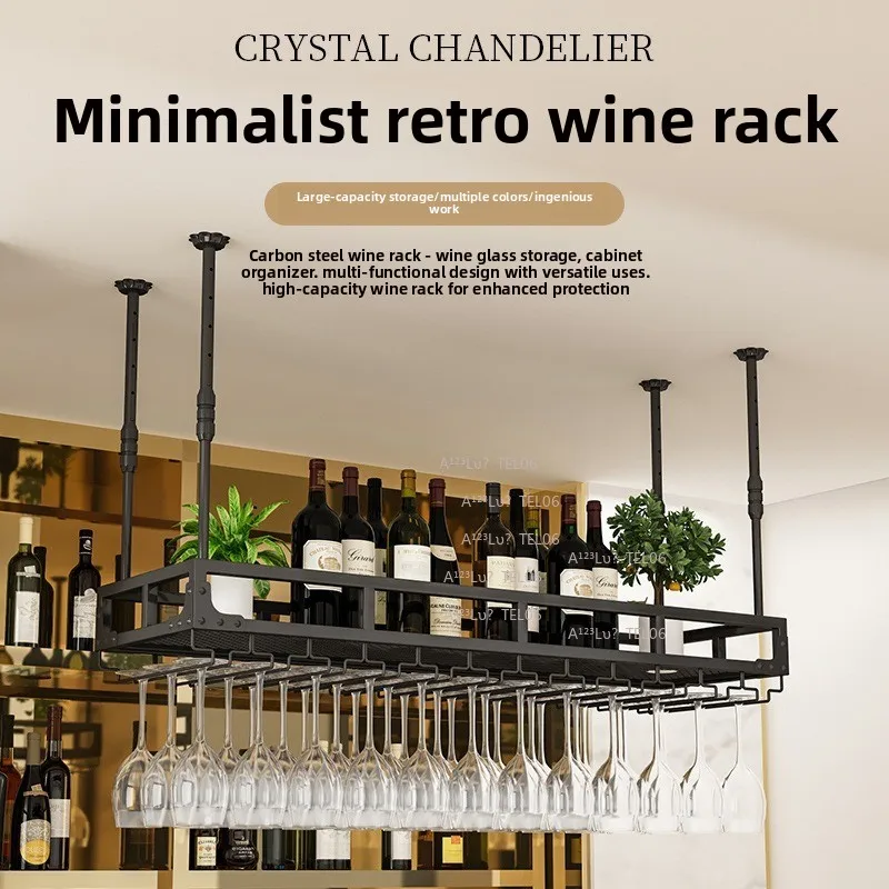Commercial Iron Hanging Wine Glass Rack Adjustable Storage Shelves Holder Stand mât de drapeau