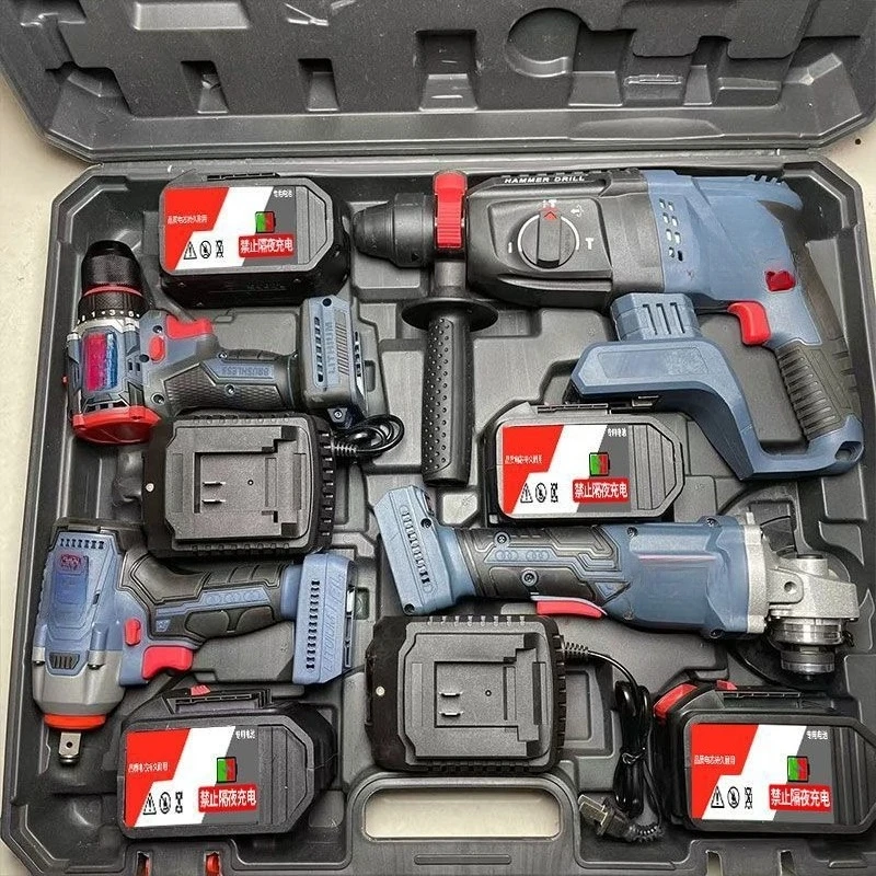 Palu listrik bor tumbukan palu listrik penggiling sudut kunci pas listrik set alat empat bagian