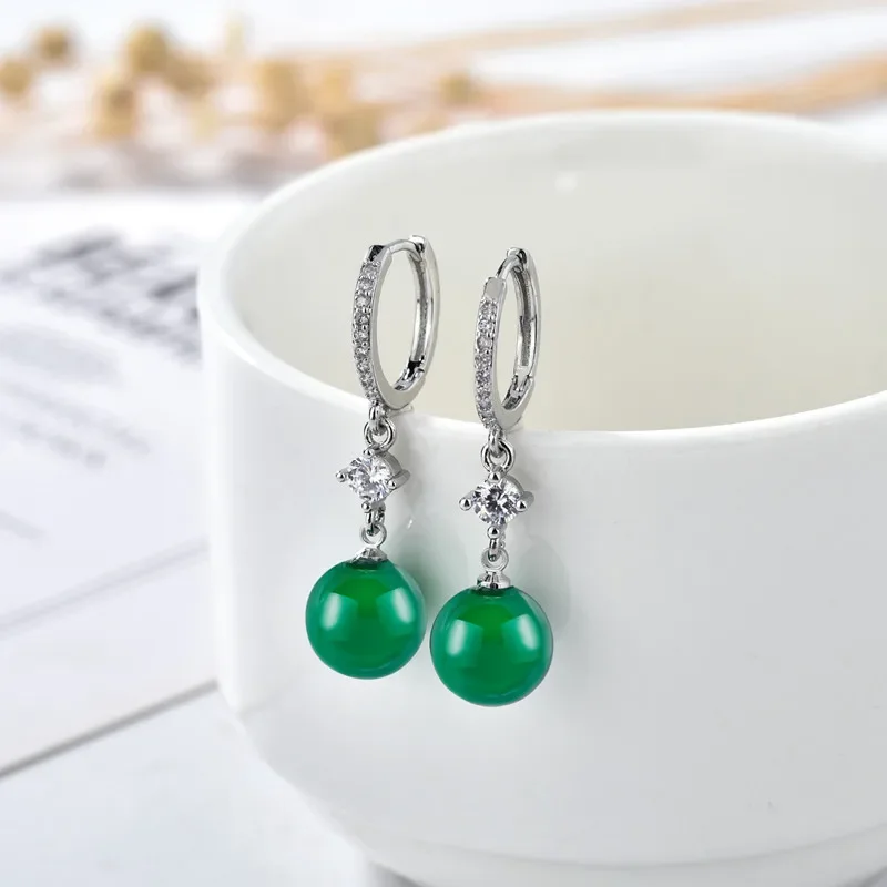 Fine Aros Mujer Oreja 925 Silver Emerald Jewellry Drop Earring for Women Ruby Gemstone Bizuteria Vintage Emerald Orecchini Girls