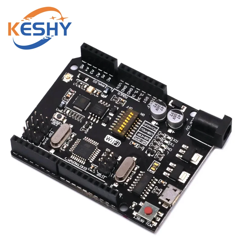 UNO + WiFi R3 ATmega328P + ESP8266 CH340 (memoria de 32Mb) 6V-9V USB-TTL CH340G para placa de desarrollo Arduino NodeMCU WeMos One