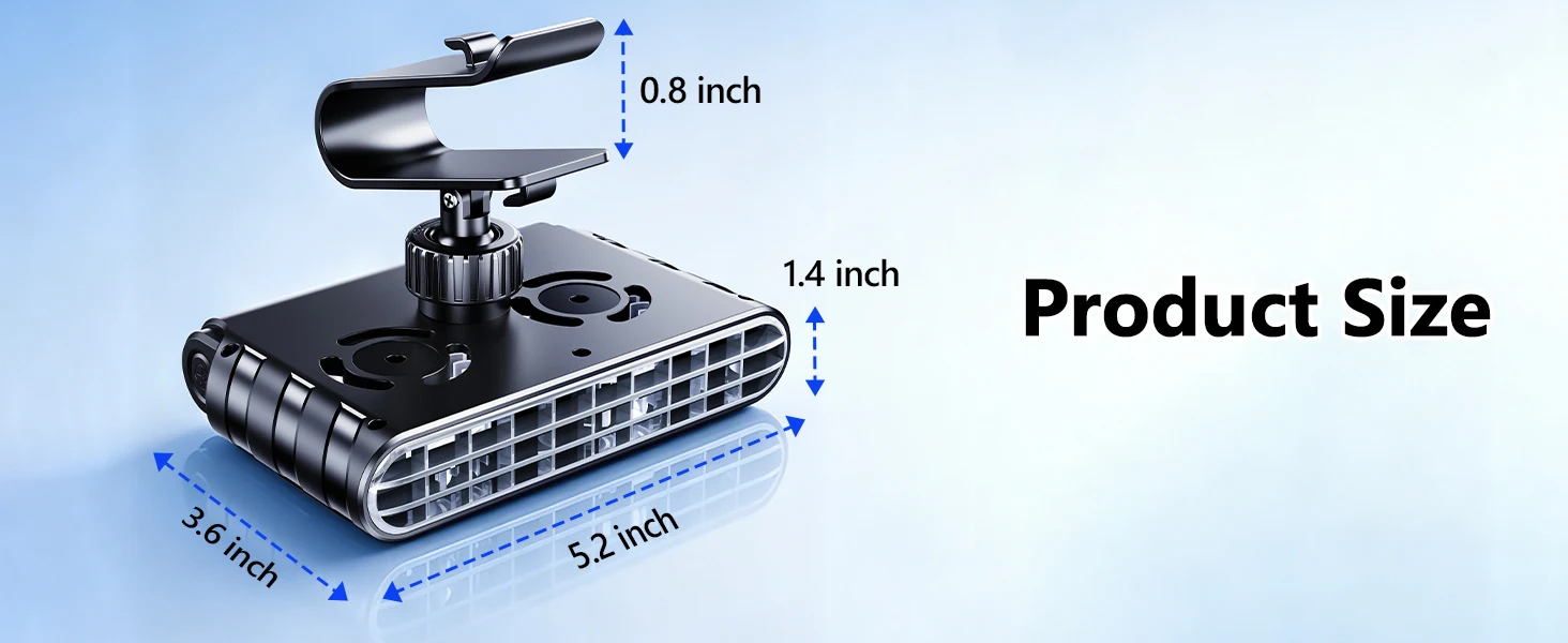 DICMKY Car Clip on Fan for Sun Visor, 3000Mah Rechargeable Battery Powered Usb Fans