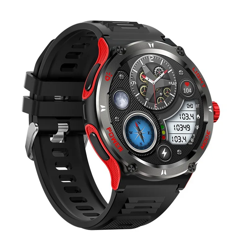 2024Cross-Border New ProductsKT76Smart WatchLEDLighting Outdoor Sports Waterproof Monitoring Watch