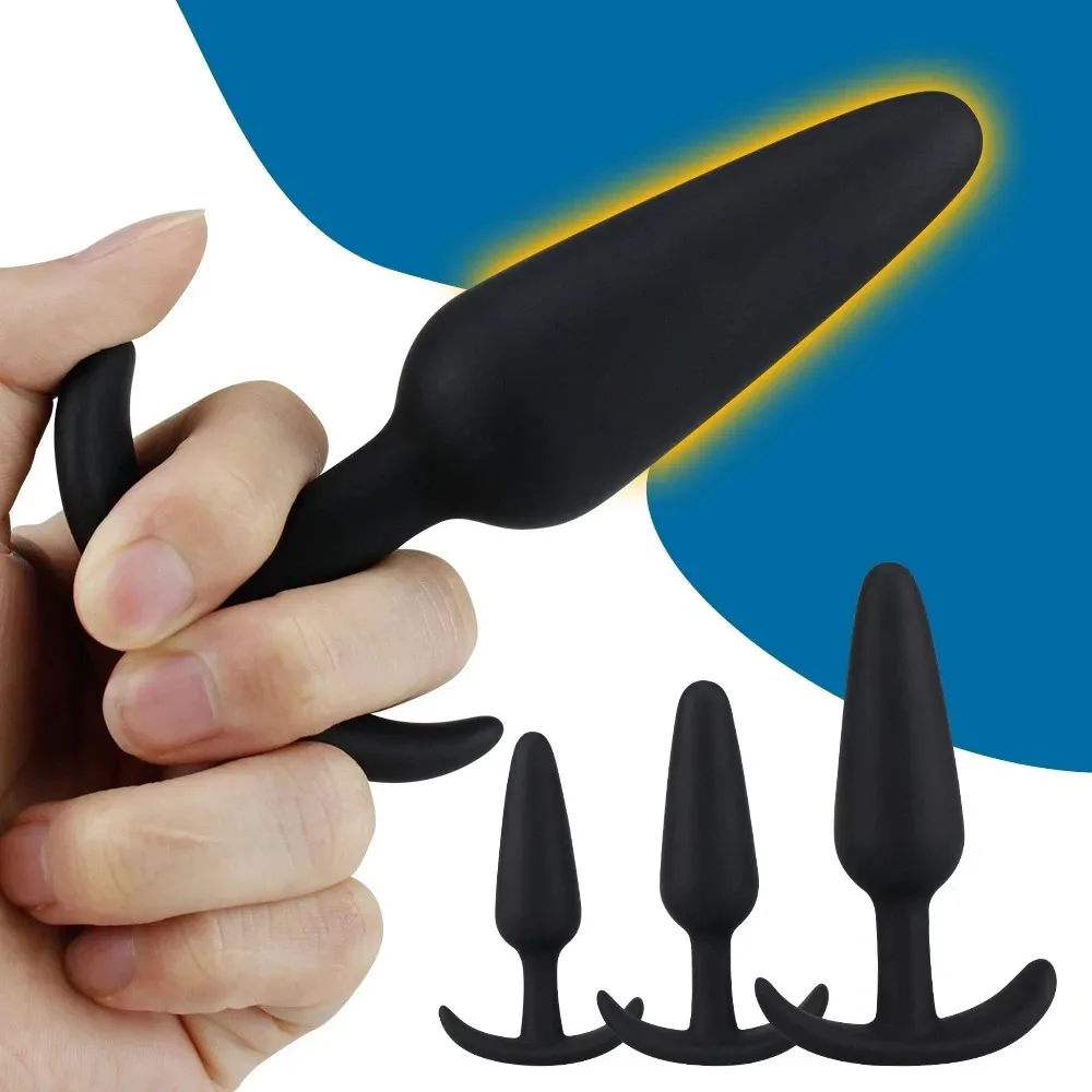 Consolador de silicona seguro para hombres y mujeres, tapón Anal Unisex, tapón Sexy, 3 tamaños diferentes, Juguetes sexuales para adultos, masajeador de entrenador