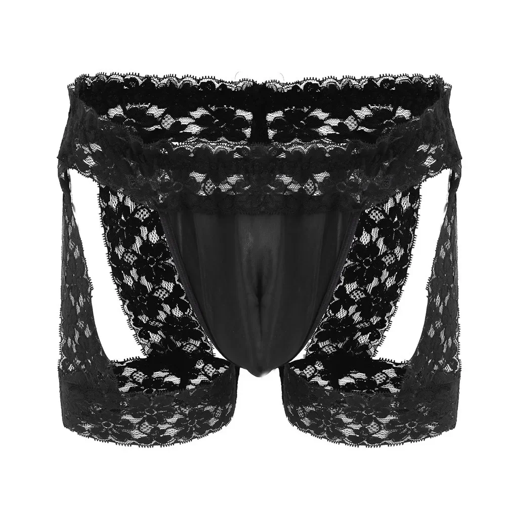 Эротический бандаж Sissy, мужские сексуальные выпуклые трусы с подтяжками, модное кружевное тонкое прозрачное нижнее белье Homme T, стринги сзади