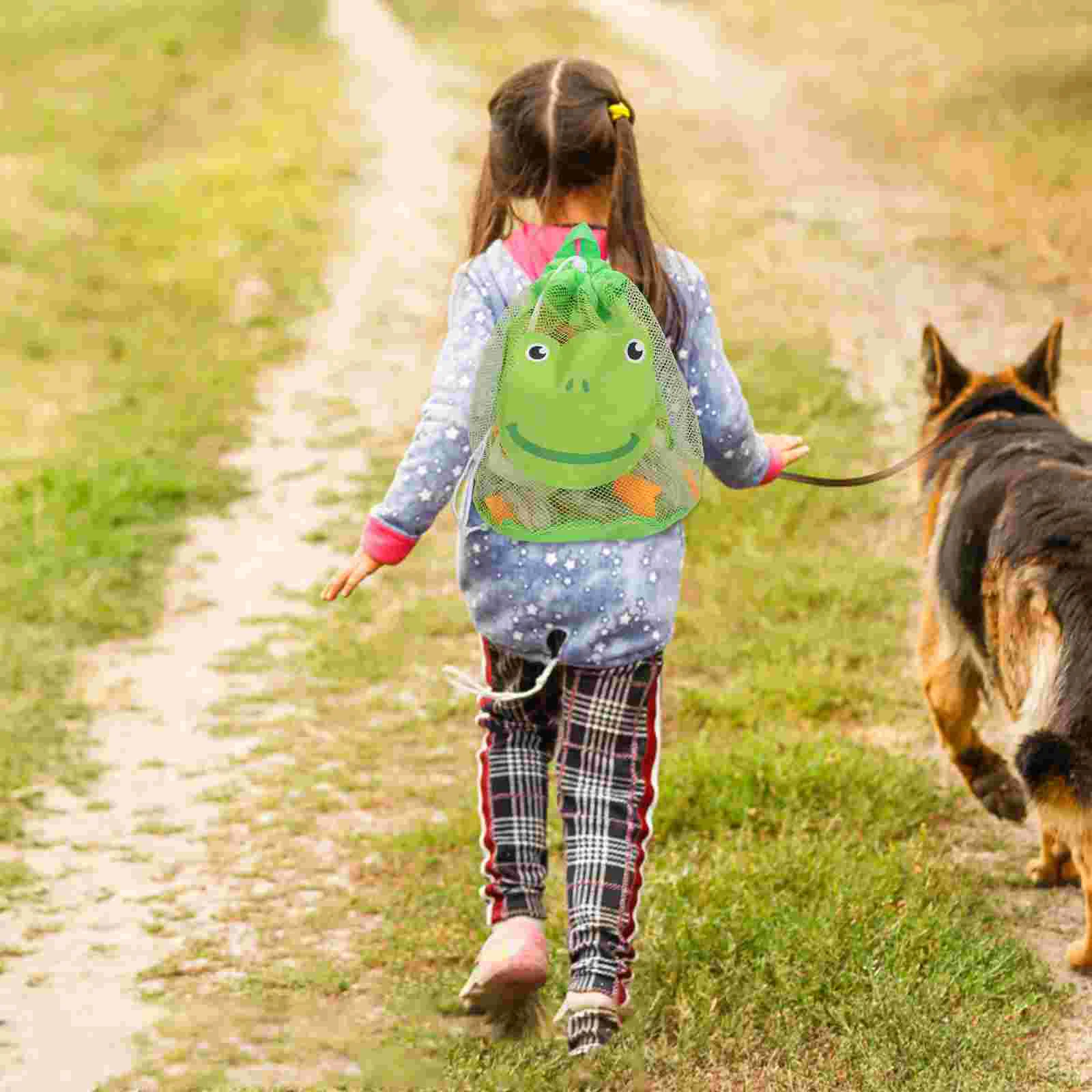 Sac de plage en maille, rangement, jouets pour bébés filles, enfants avec cordon de serrage, sacs de sable en Polyester