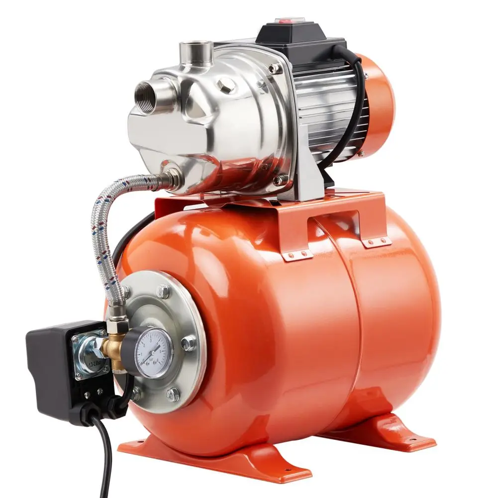 1HP Shallow Well Pump with Pressure Tank, Stainless Steel, 115V Irrigation Pump, Automatic Water Booster Jet Pump for Home