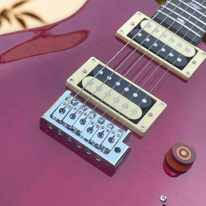 Hot Sales 6 String PRS Style Electric Guitar Red Flame Maple Top HH Pickups Bird Inlay Rock Blues Guitar Beginner Performance