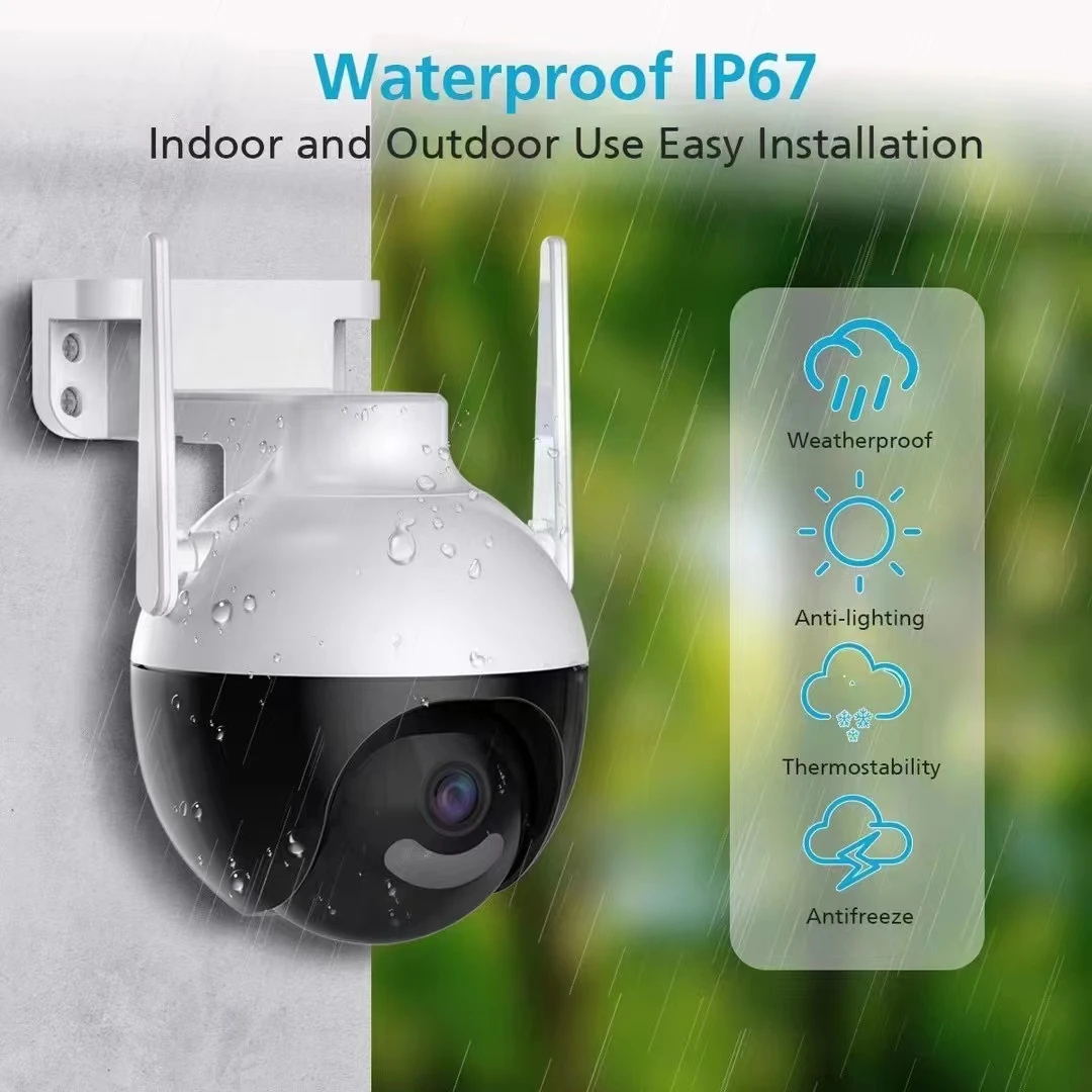 2MP 1080P ICSEE APP Strobe Siren Alarm IP Camera Full Color Night Vision AI Humanoid Motion Detection Home Security Baby Monitor