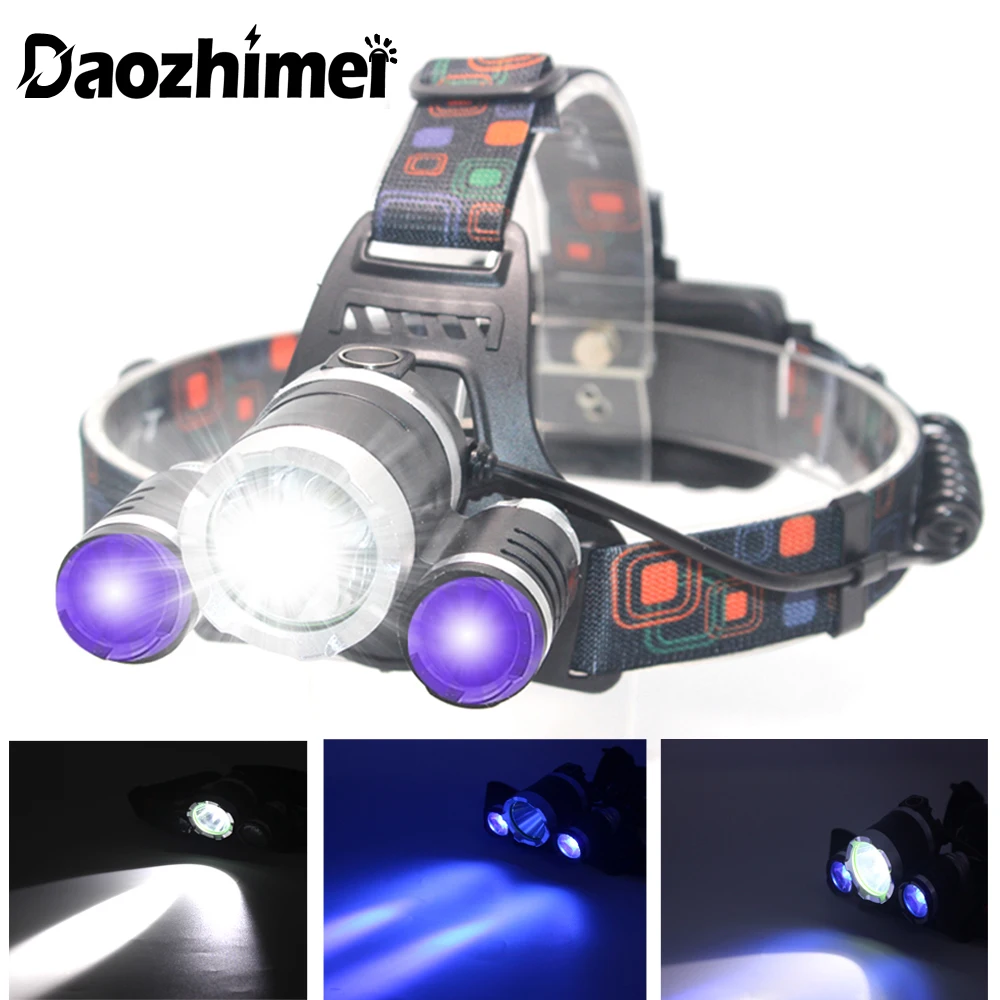 Green/Red/UV395nm+White Dual Light Headlamp 4 Modes Beekeeping Catcher Scorpion lantern Night Vision LED Hunting Headlight