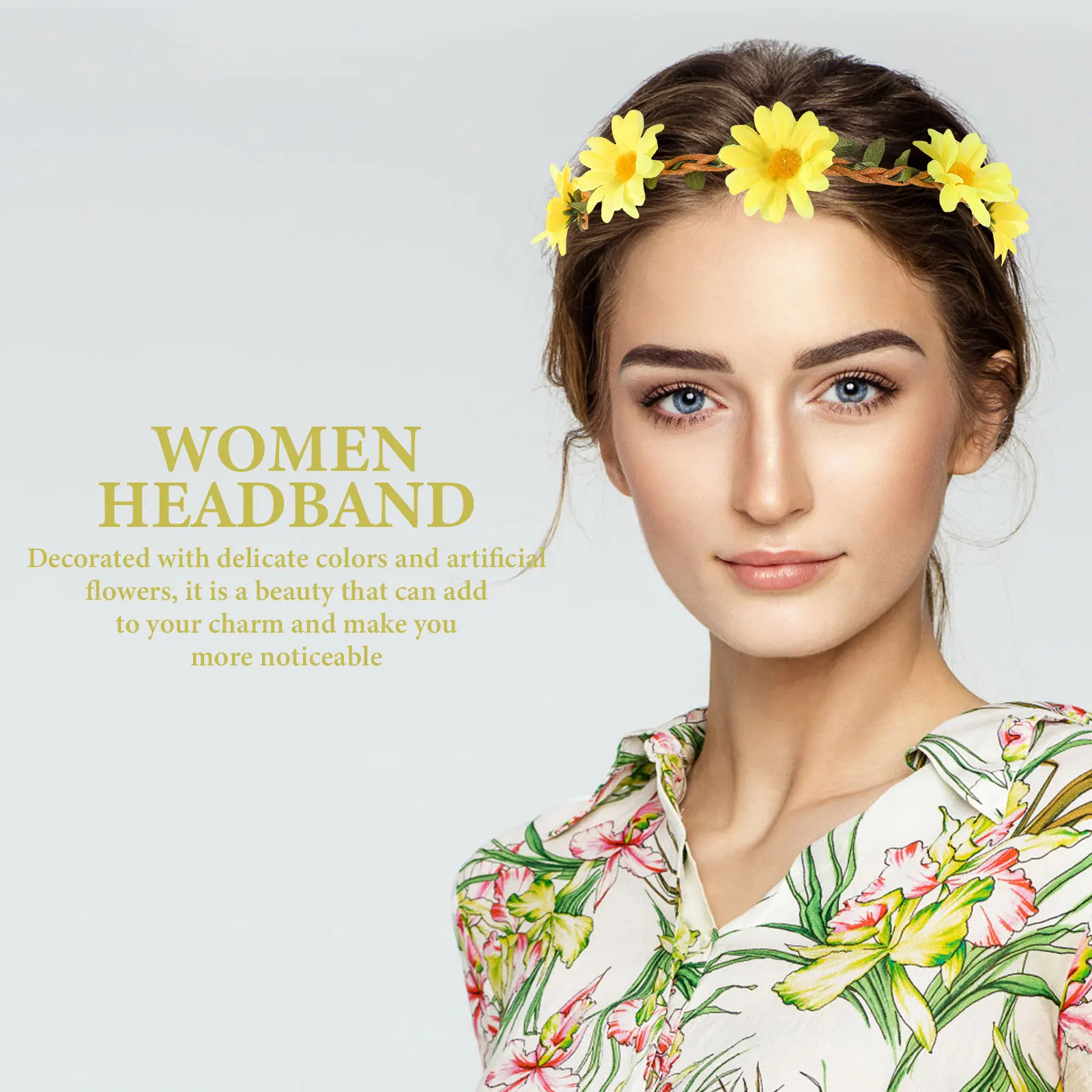 

10 Pcs Yellow Artificial Daisy Flower Headband Wedding Bridal Hair Garland Decorations Vintage Floral Wreath Headband Festival