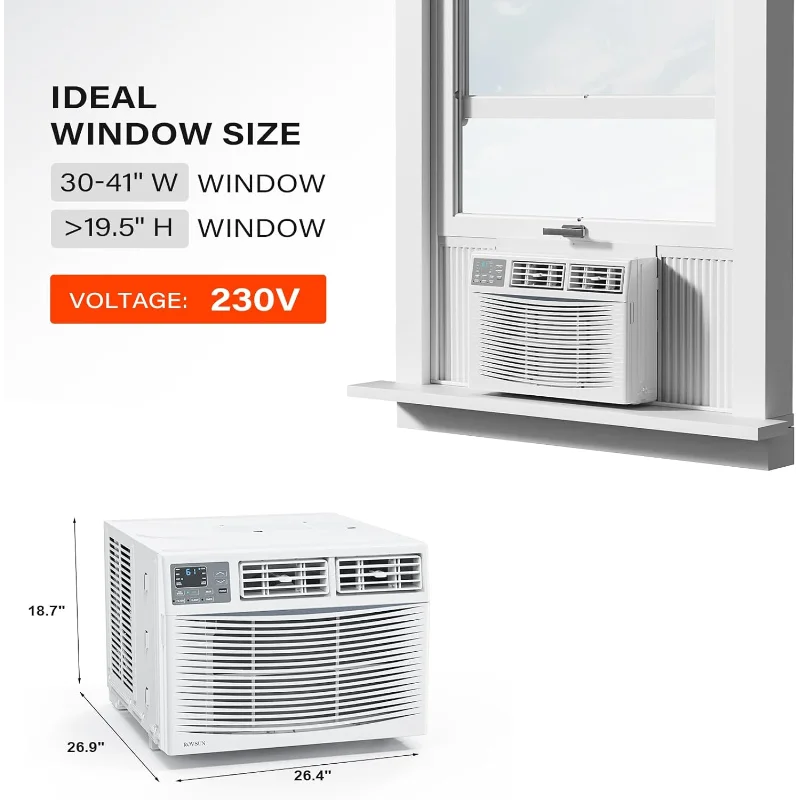 مكيف هواء نافذة ROVSUN Smart 24000BTU مع WiFi، وحدة تيار متردد للنافذة موفرة للطاقة مع جهاز التحكم عن بعد والتطبيقات ووظيفة الموقت