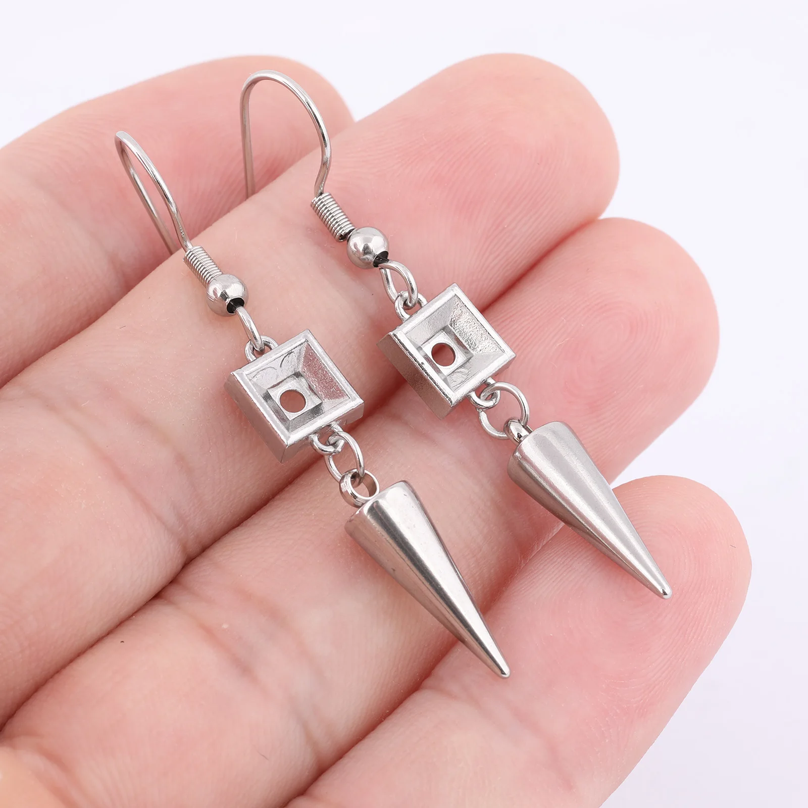 

10 шт., заготовки для сережек из нержавеющей стали, для 5 мм квадратных хрустальных камней с подвесками-каплями, материалы для изготовления сережек своими руками