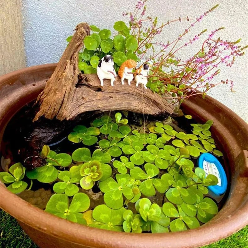 Fishing Cat Ornaments Aquarium Decoration Fish Landscaping Cartoon Cat Statue Mini Resin Figurine Home Decorations