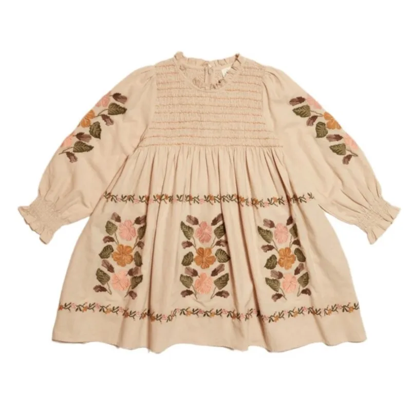 

Embroidered floral princess dress for girls