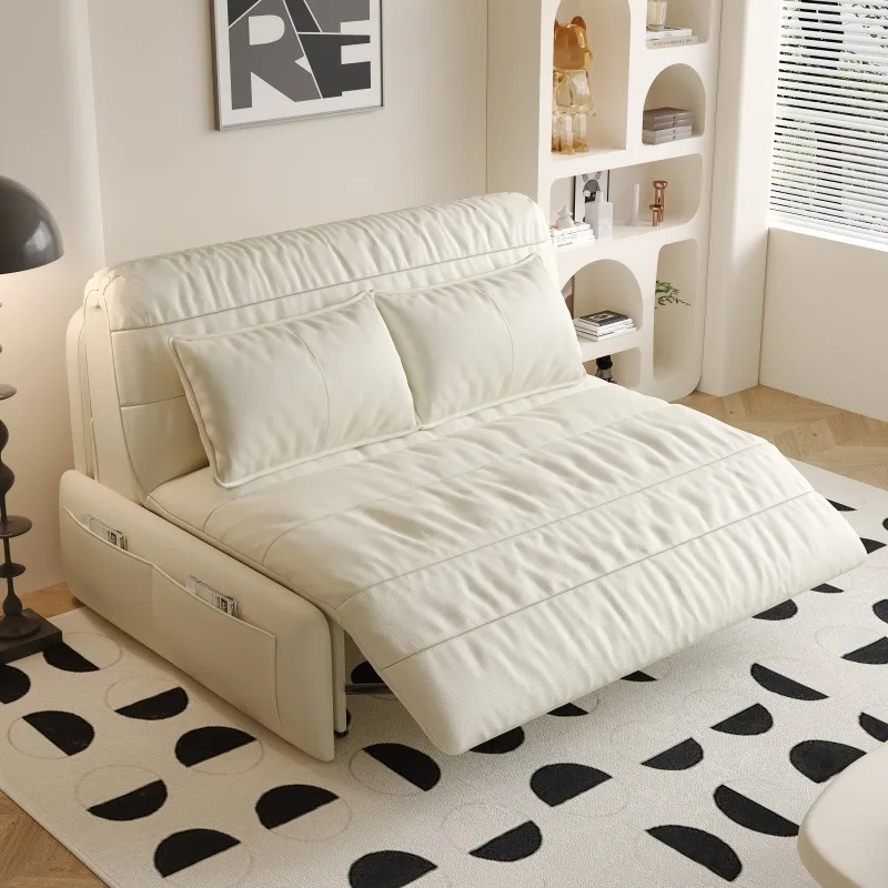 Electric sofa bed leather multi-function smart