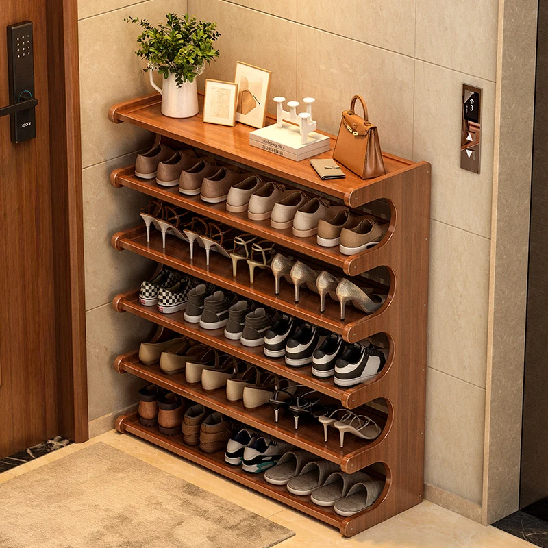 Wooden Shoe Rack Multi Tier Wide Shoe Storage Organizer Entryway Dustproof Shoe Cabinet Home Dorm Room Storage Shelf
