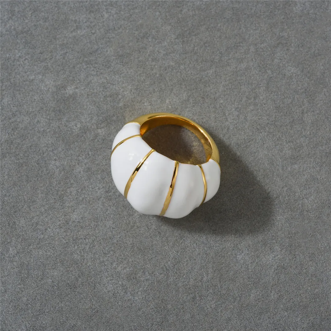 White enamel dome chunky rings for women white statement bold rings simple minimalist unique jewelry new in