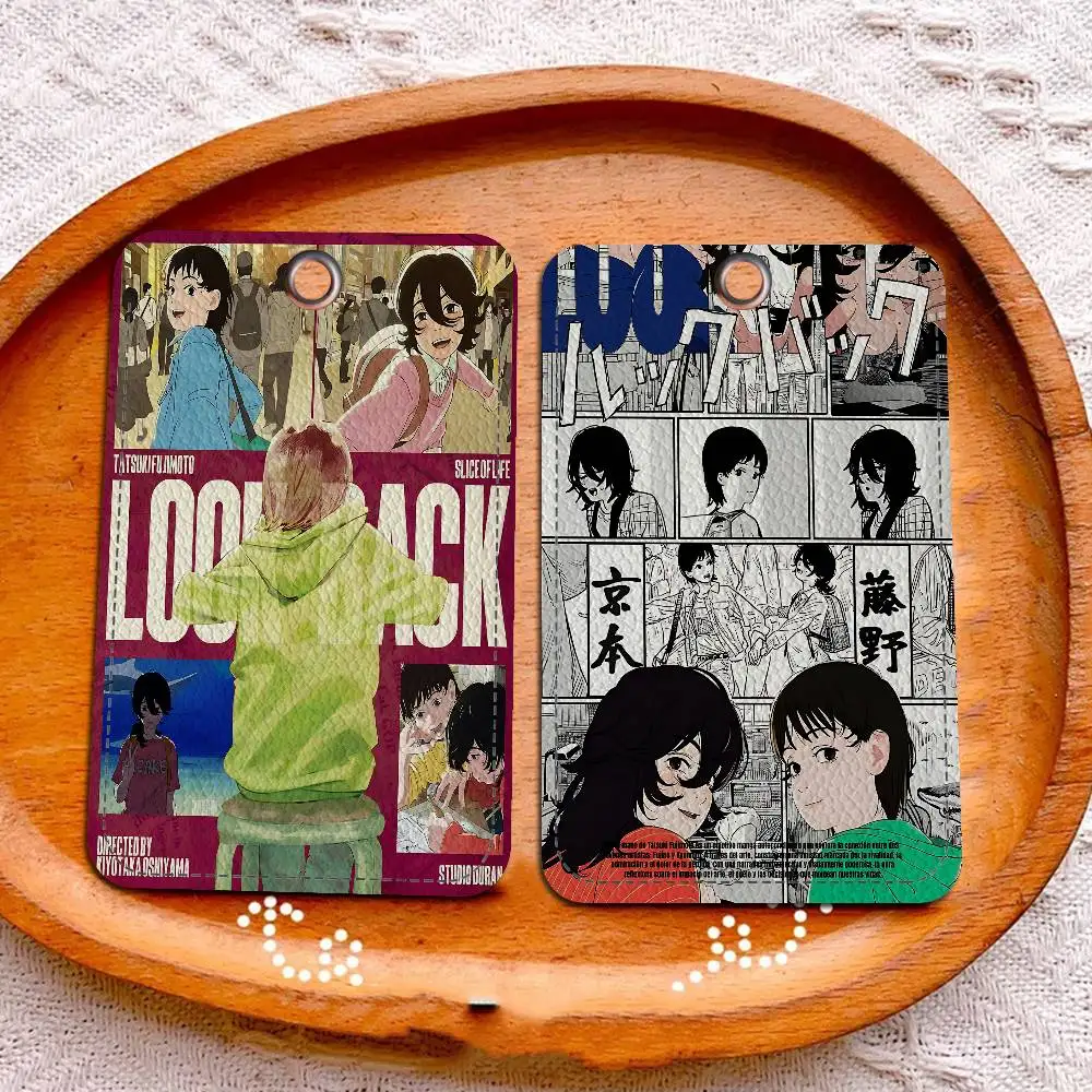 

Кожаный чехол-брелок для пропуска/карты доступа в стиле аниме, прямоугольный, с кольцом для ключей