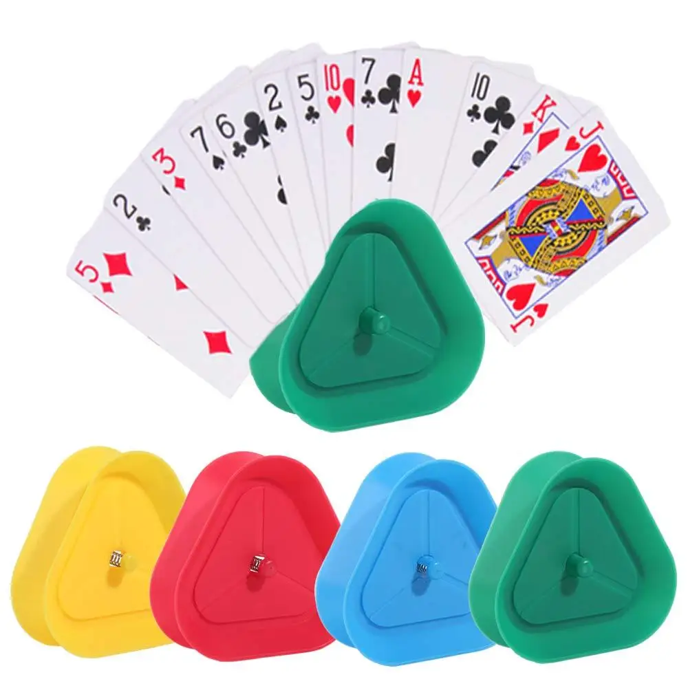 

4Pcs/Set Triangle Shaped Triangular Card Holder Hands-Free Reusable Lazy Person Poker Seat 4Pcs/Set Spring-loaded