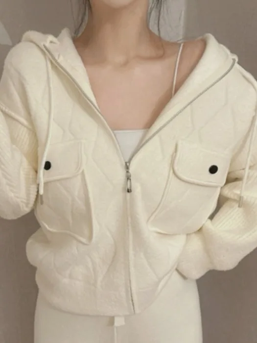 

Корейское шерстяное пальто с капюшоном, женское осеннее пальто 202, новый вязаный дизайн на молнии, модная женская верхняя одежда