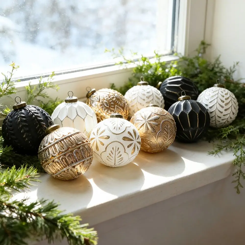 Christmas Tree Hanging Ornaments Retro Decorative Baubles For Holiday Festive Party Home Office Display Plastic Spheres