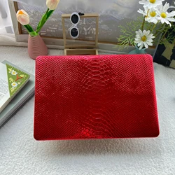 Luxury Abstract Crocodile MacBook Case, Red Laptop Case for MacBook Air 13 Macbook Pro 13 16 14 15 A1990 With Cutting Out Logo