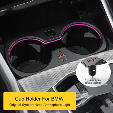 BMW 3 시리즈 5 시리즈 6GT X3 X4 X5 G05 G20 G28 G30 G38 G32 G01 G02 주변 조명 자동차 인테리어 몰딩 용 LED 컵 홀더 프레임