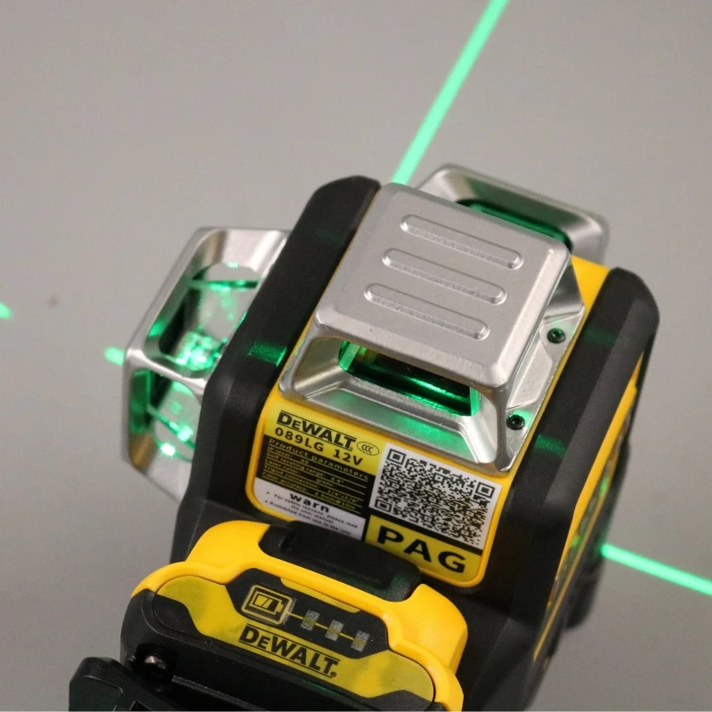 DEWALT-Nível Laser Verde com Bateria de Lítio, Fio Surround, 360 Graus, 12V, DW089LG, ao ar livre, em 3 lados