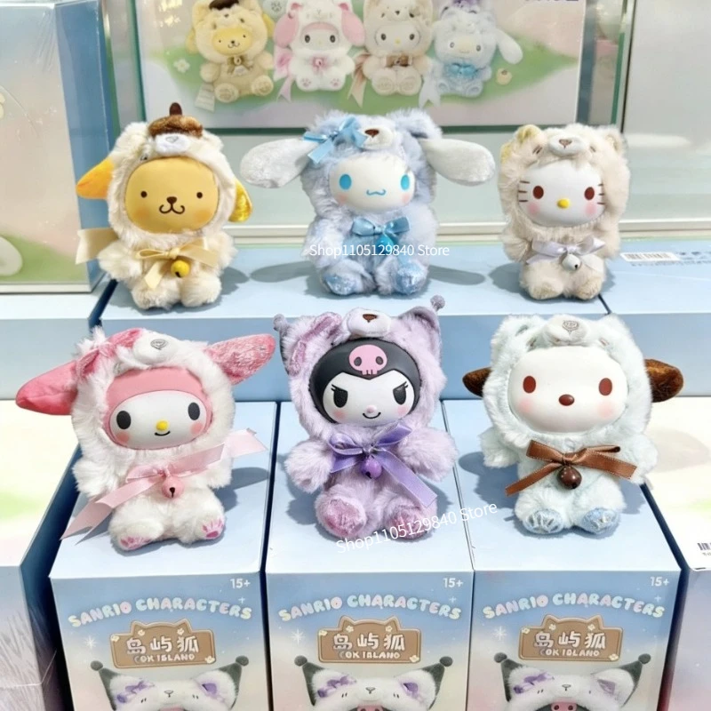 

Новая серия виниловых плюшевых игрушек-сюрпризов Kuromi Fox Island: милые мультяшные подвески Hello Kitty Kuromi, украшения для сумок, игрушки, подарки для девочек