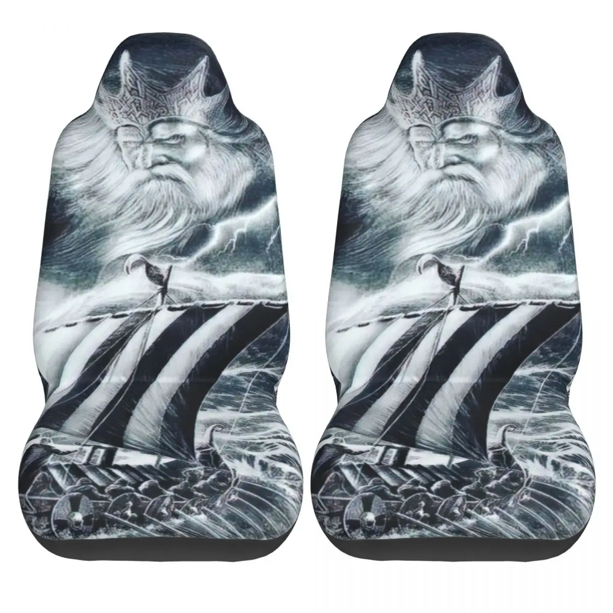 Viking Car Seat Cover Custom Printing Universal Front Protector Accessories Cushion Set