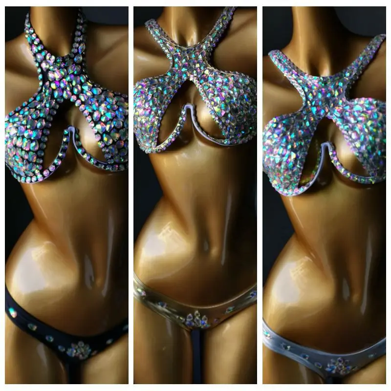 Maillot de bain bikini une pièce sexy, fendu, taille haute, sangle, diamant, dos ouvert, ensemble deux pièces, fête en boîte de nuit, déclin, nouveau, 2023