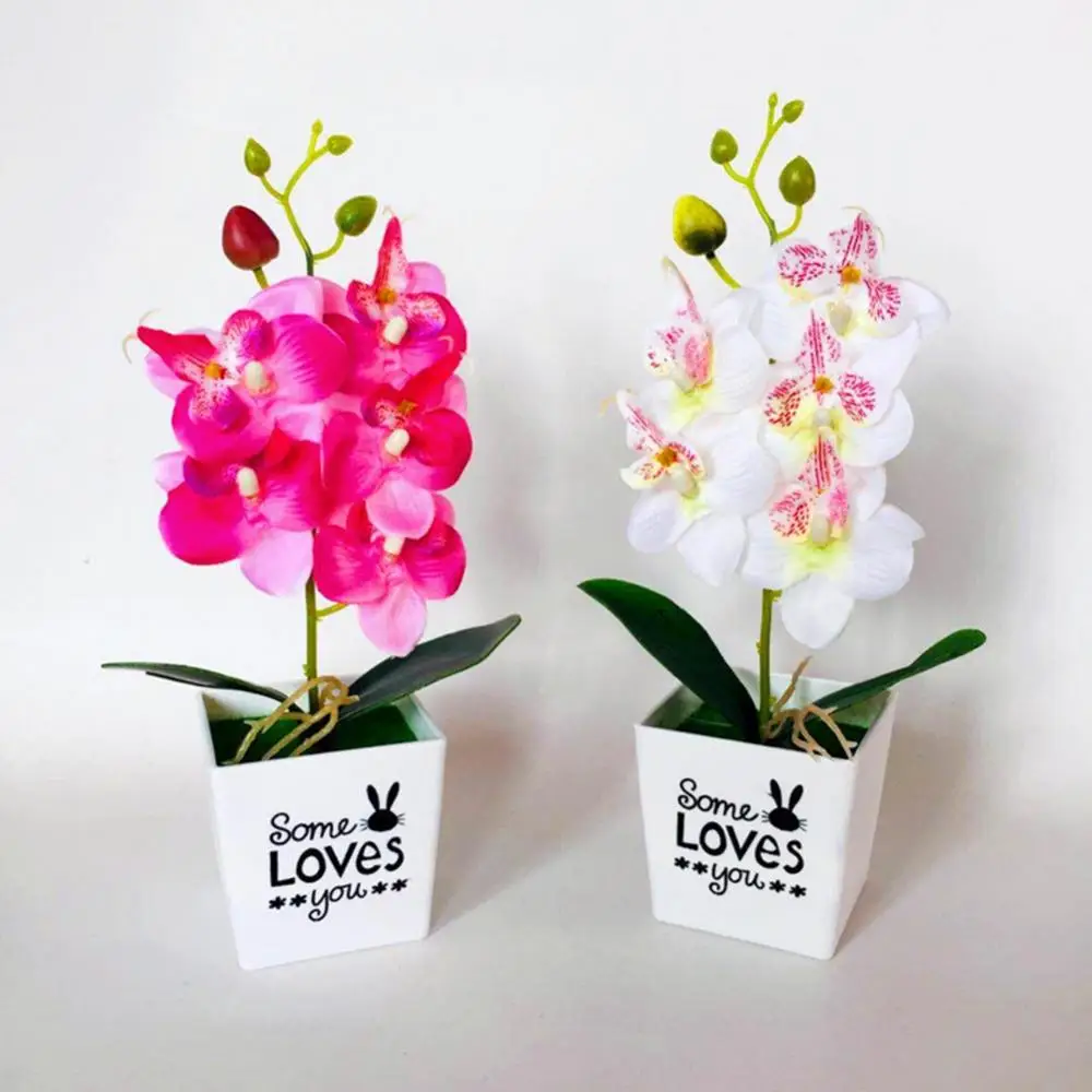 29*14cm Artificial Butterfly Orchid Bonsai Fake Flower With Pot Moth Orchids Wedding Christmas Festival Home Furniture Decor