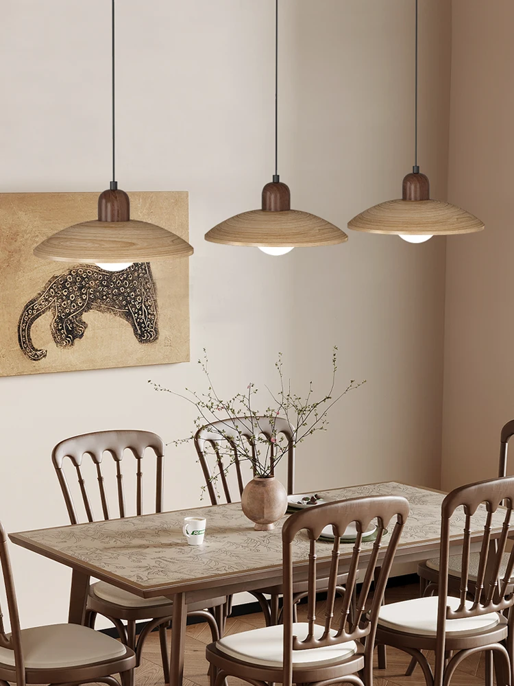 Modern Wood Grain Vintage Glass Ball Pendant Light Bedroom Study Bedside Pendant Lamp Living Dining Table Home Lighting Fixture