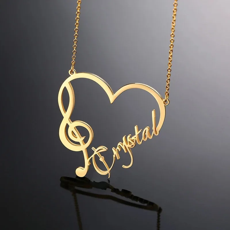 Custom Stainless Steel Heart-Shaped Pendant With Name Notes DIY English Letters Personalized Women's Necklace For Valentine's