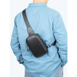 New casual MEN'S cow leather shoulder chest bag male crossbody bag for men