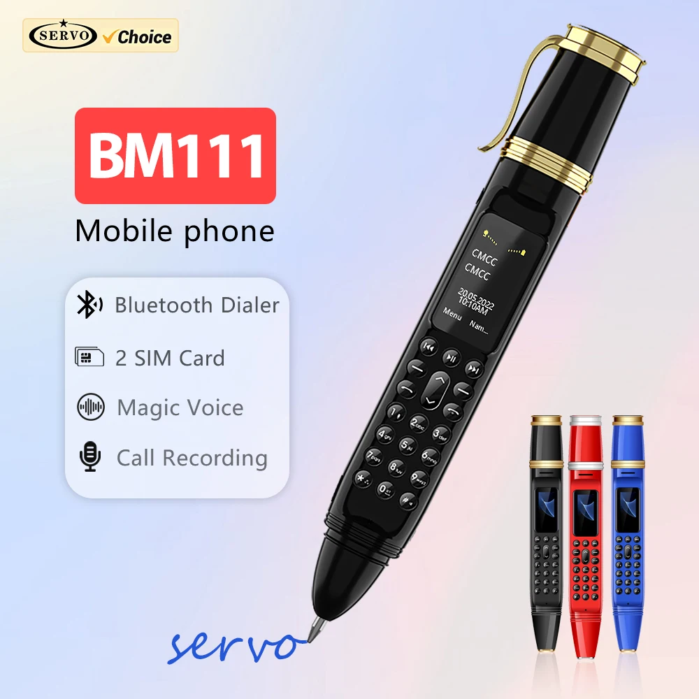 SERVO BM111 Pen Phone Portable Fan 3-in-1 Mobile Phone Dual SIM Bluetooth Dial Recorder Magic Voice Pen Style Telephone Original