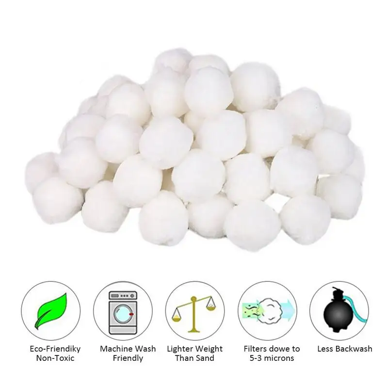 White Filter Ball Swimming Pool Cleaning Ball Water Fiber Cotton Balls Lightweight High Strength Swimming Pool Cleaning Tools