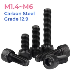 Grade 12.9 High Strength Carbon Steel Hexagon Hex Socket Cap Allen Head Screw Bolt M1.4 M1.6 M2 M2.5 M3 M4 M5 M6