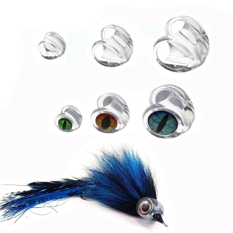 10 Stück transparente Fischmasken + 20 holografische 3D-Fischaugen, Fliegenbindematerial zum Binden von Streamern, Hechten, Barschen, Forellen, Salzwasser-Angelködern – Detail 6