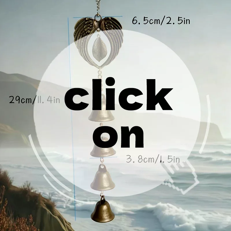 جرس الرياح المعدني، زخرفة معلقة من الحديد المطاوع مع سلسلة، حديقة خارجية، ديكور منزلي #6