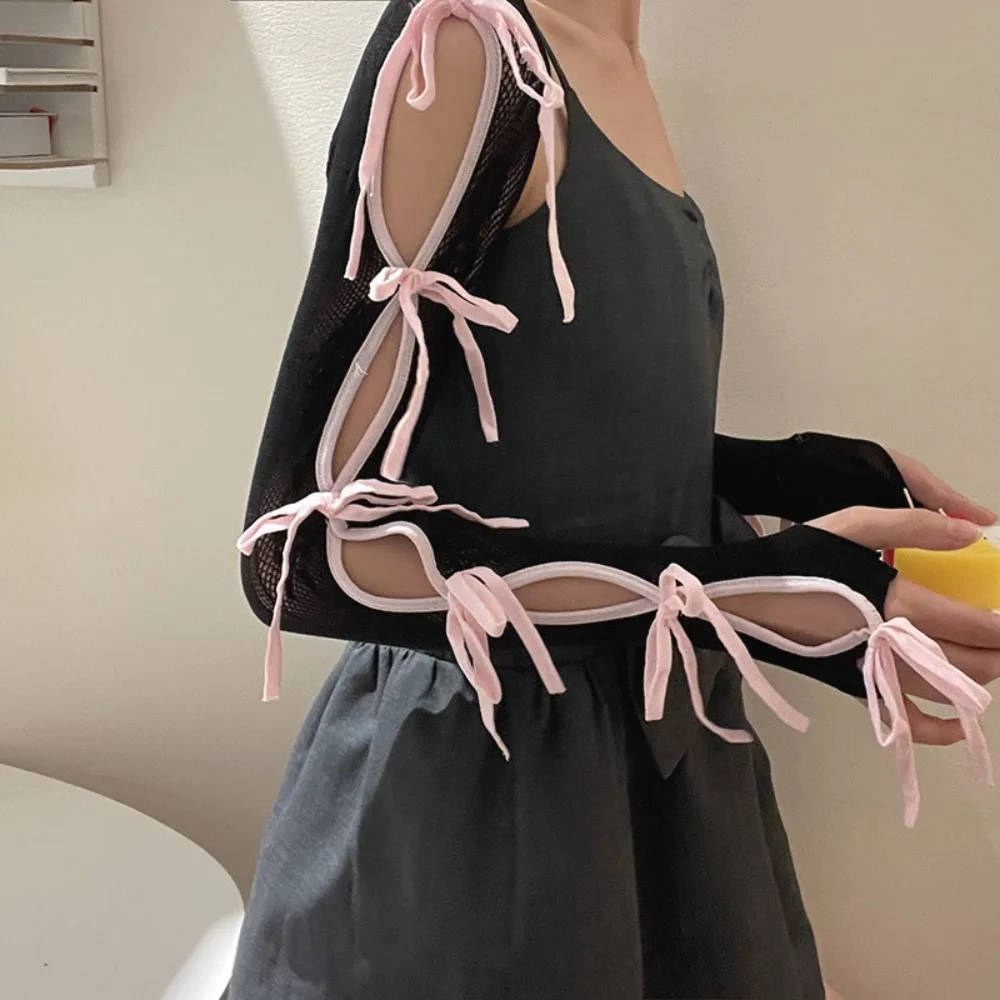 

Fashion Elastic Y2K Lace Oversleeve Punk Korean Style Balletcore Sleeves Sweet Sunscreen Bow Fingerless Gloves Gothic