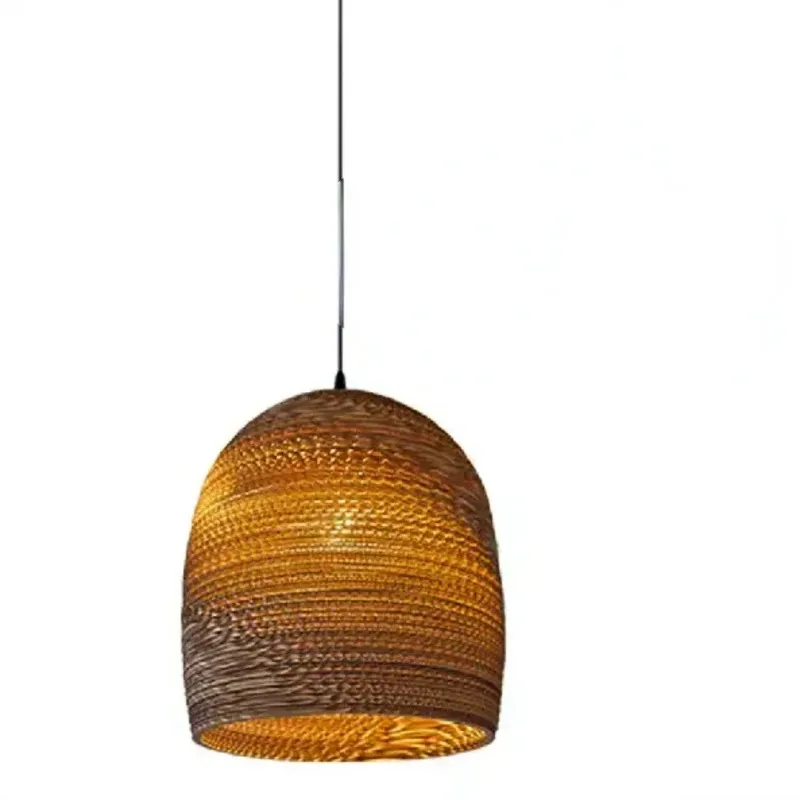 Natuurlijk Houten Rieten Bamboe Lichtschaduw 20Cm Modern Rond Ontwerp Hanger Lignt Hoes Voor Thuis Woonkamer Hotel Decoratief Licht