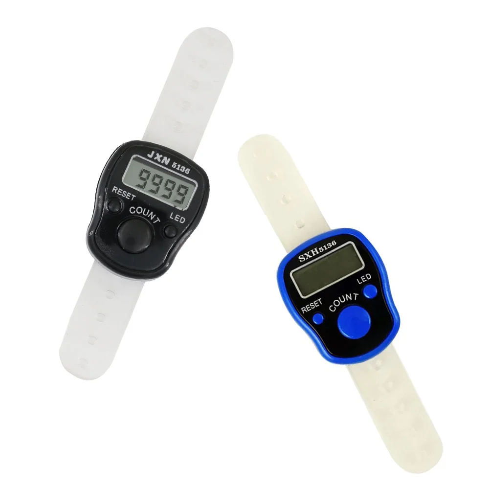 2 Pcs Digital Display Finger Counter Number Beads Smart Plastic Waterproof Chanting Buddha Counters