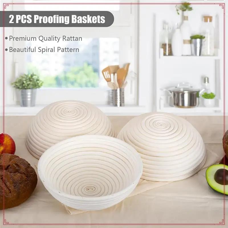 

Корзина для расстойки хлеба, круглая 9-дюймовая корзина для расстойки на закваске, миски ручной работы из ротанга с насадками для хлеба