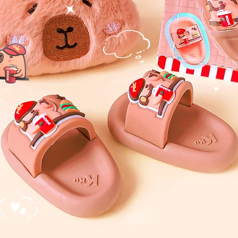 1 Pcs Kawaii Creative Slipper Capybara Eraser Cute Funny Pencil Rubber Cartoon Kids Eraser Office Supplies School Stationery